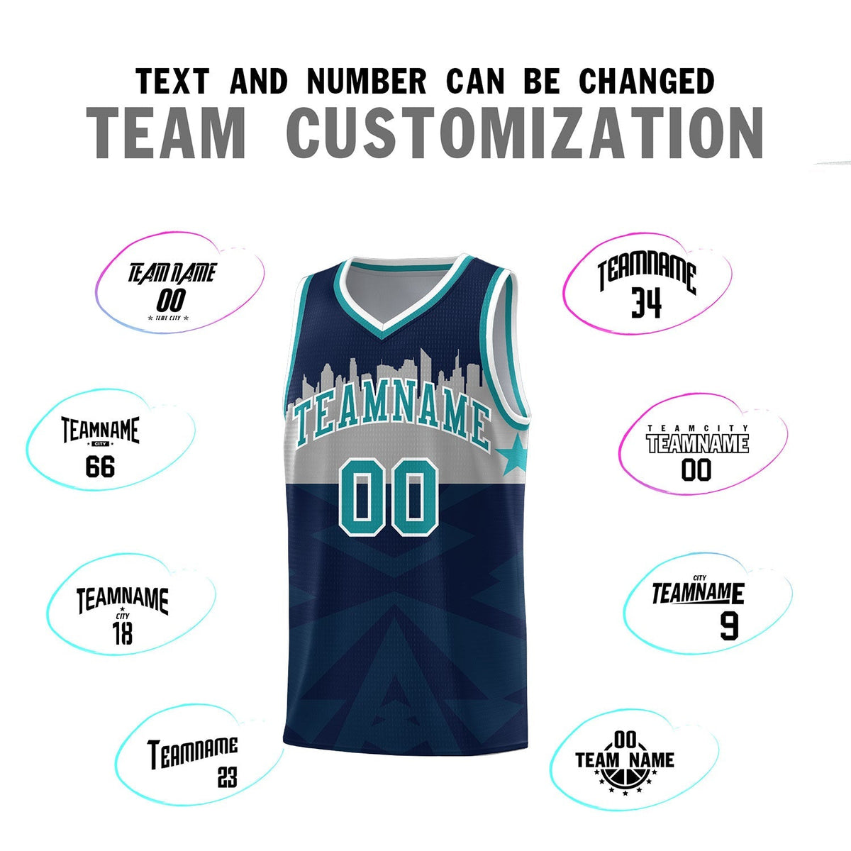 Custom Navy Personalized City Silhouette Pattern Sports Uniform Basketball Jersey|KXKSHOP