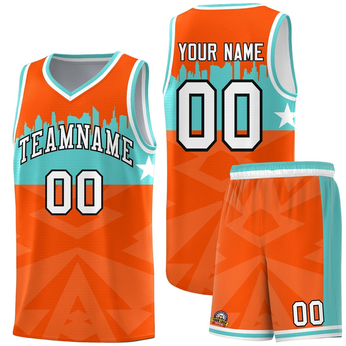 Custom Orange Personalized City Silhouette Pattern Sports Uniform Basketball Jersey|KXKSHOP