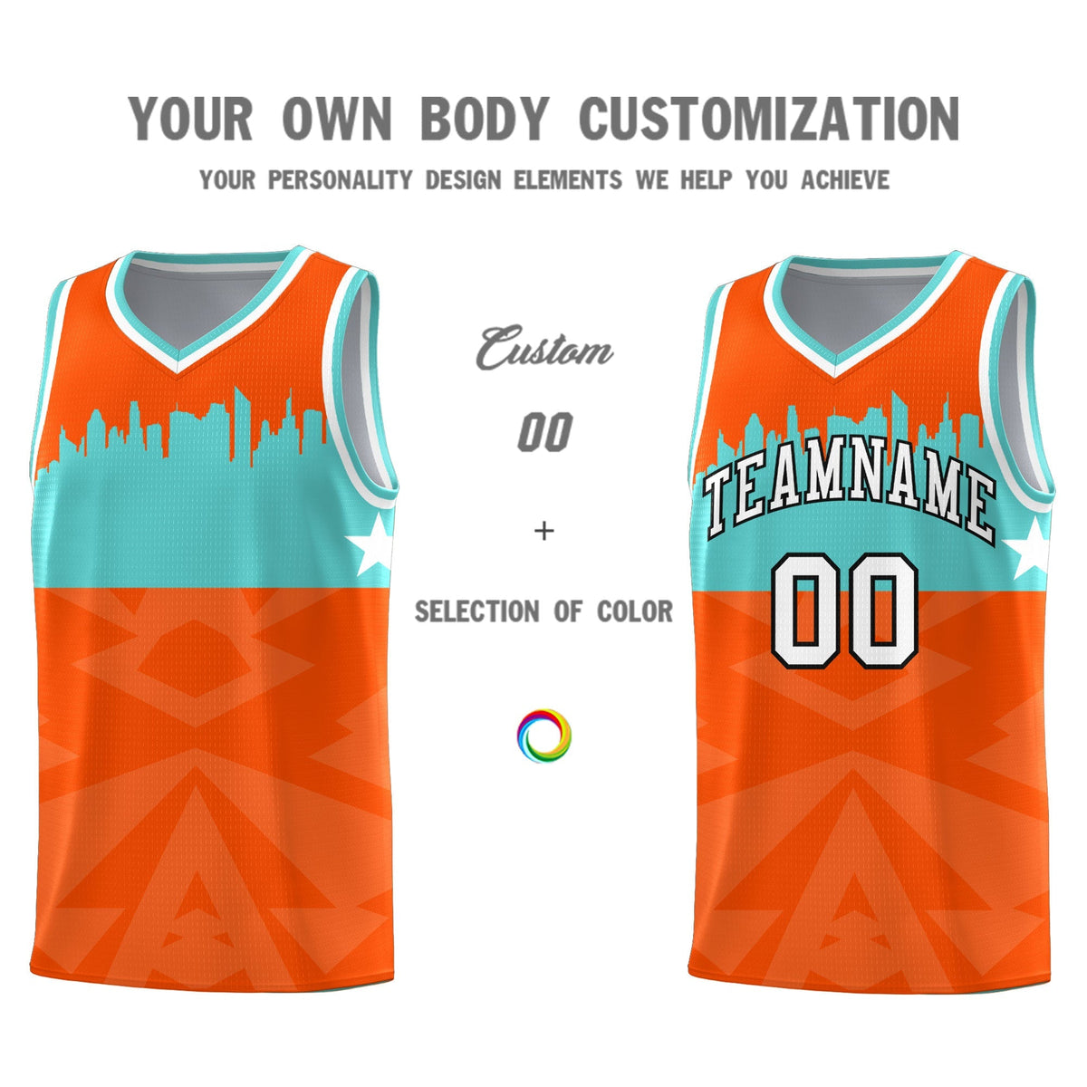 Custom Orange Personalized City Silhouette Pattern Sports Uniform Basketball Jersey|KXKSHOP