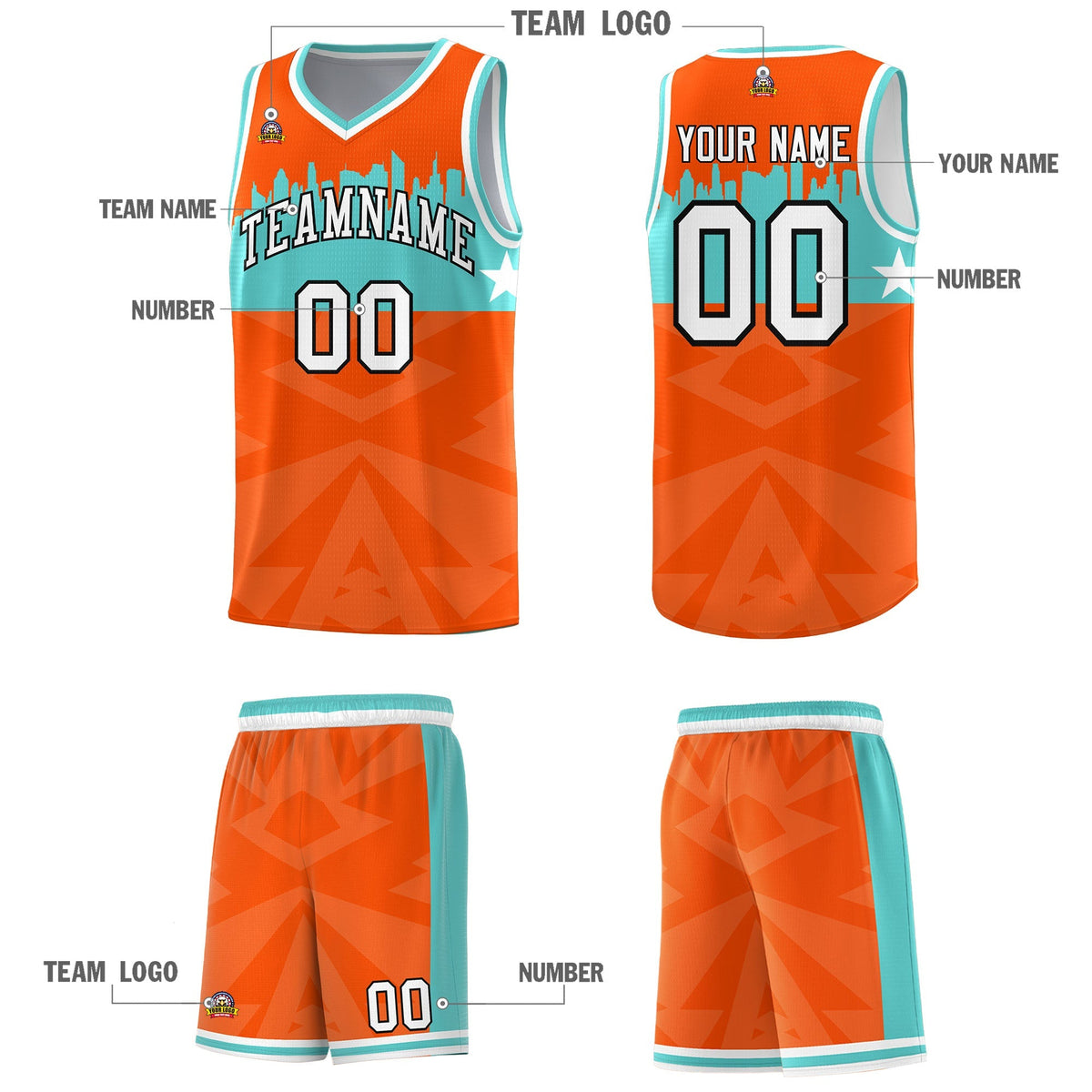 Custom Orange Personalized City Silhouette Pattern Sports Uniform Basketball Jersey|KXKSHOP