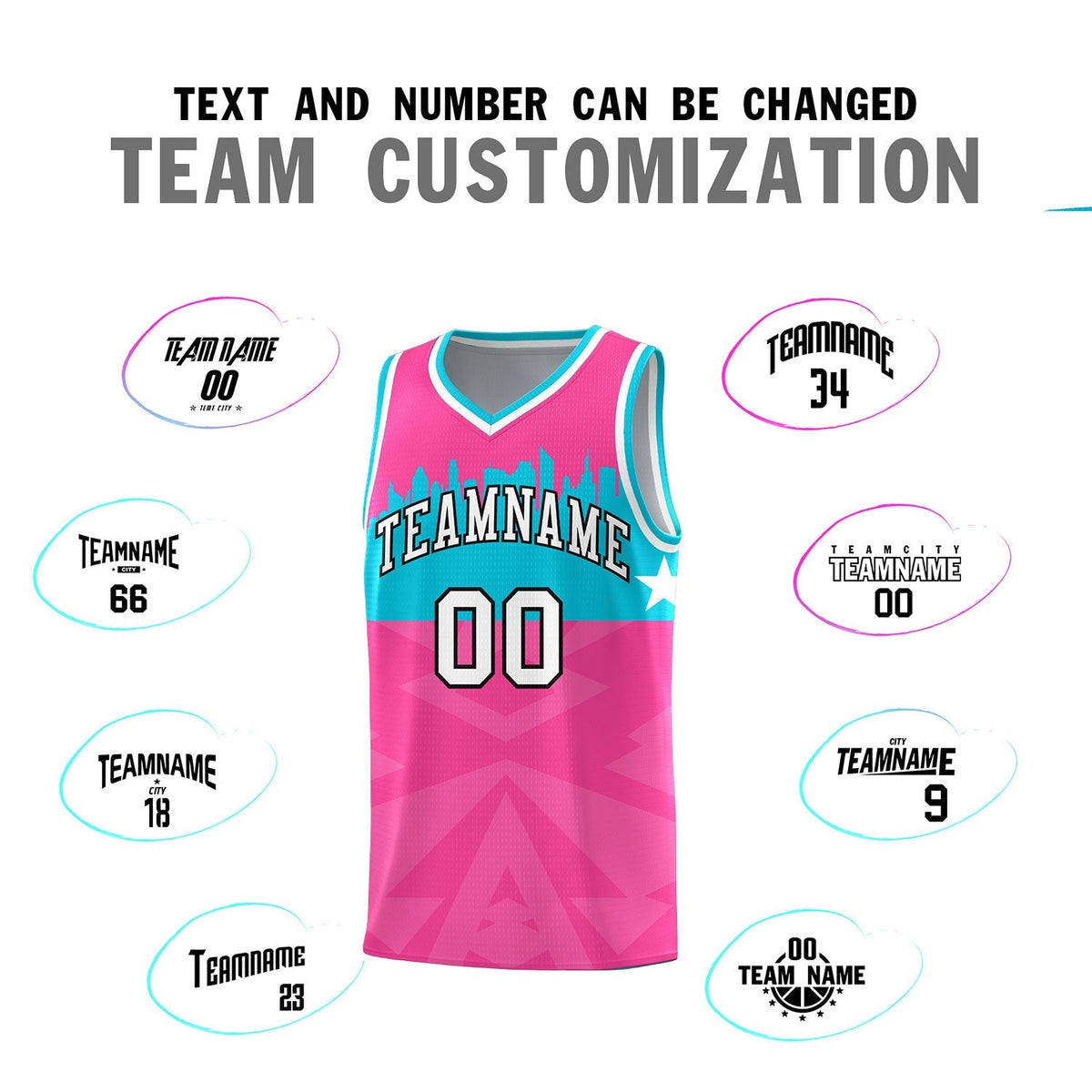 Custom Pink Personalized City Silhouette Pattern Sports Uniform Basketball Jersey|KXKSHOP