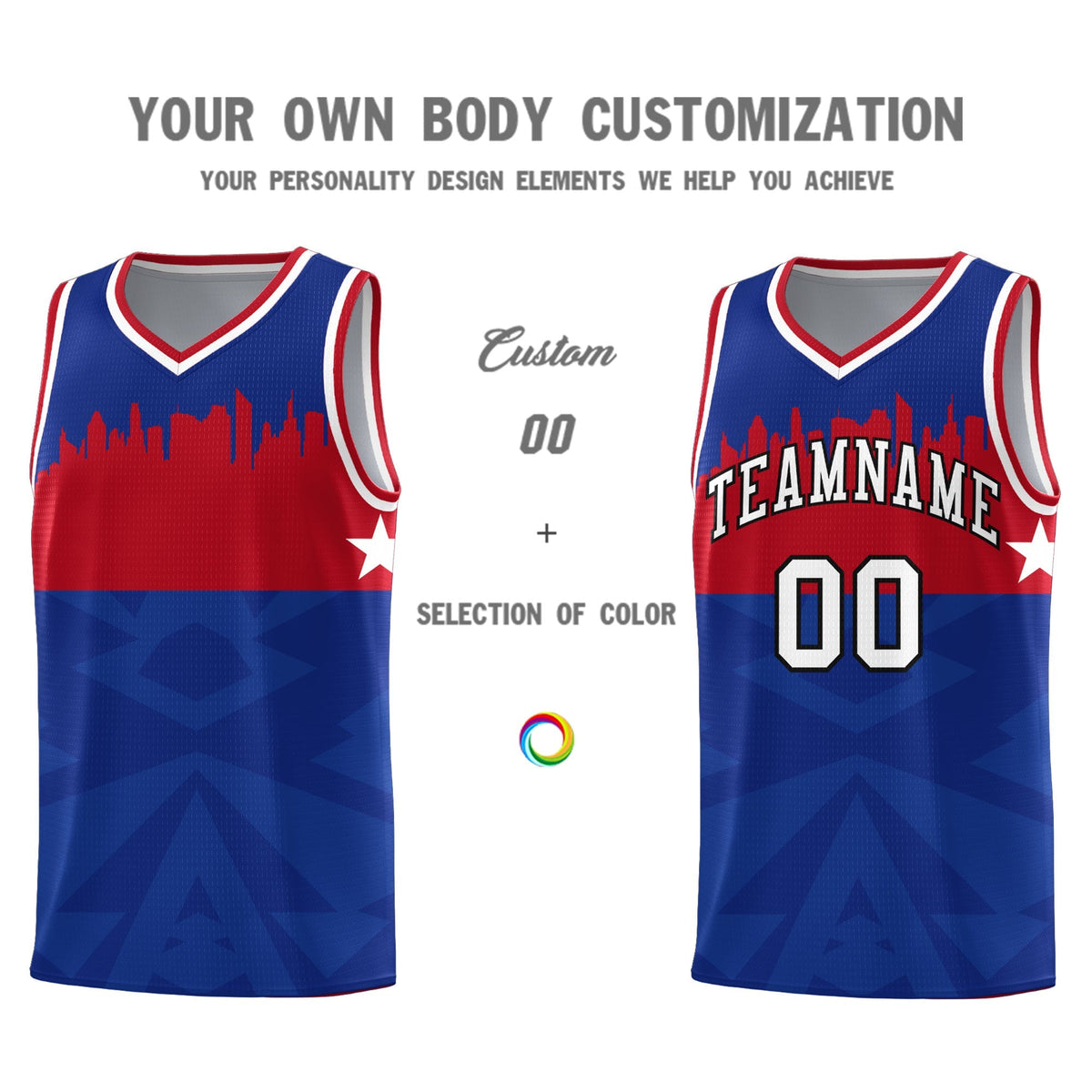 Custom Royal Personalized City Silhouette Pattern Sports Uniform Basketball Jersey|KXKSHOP