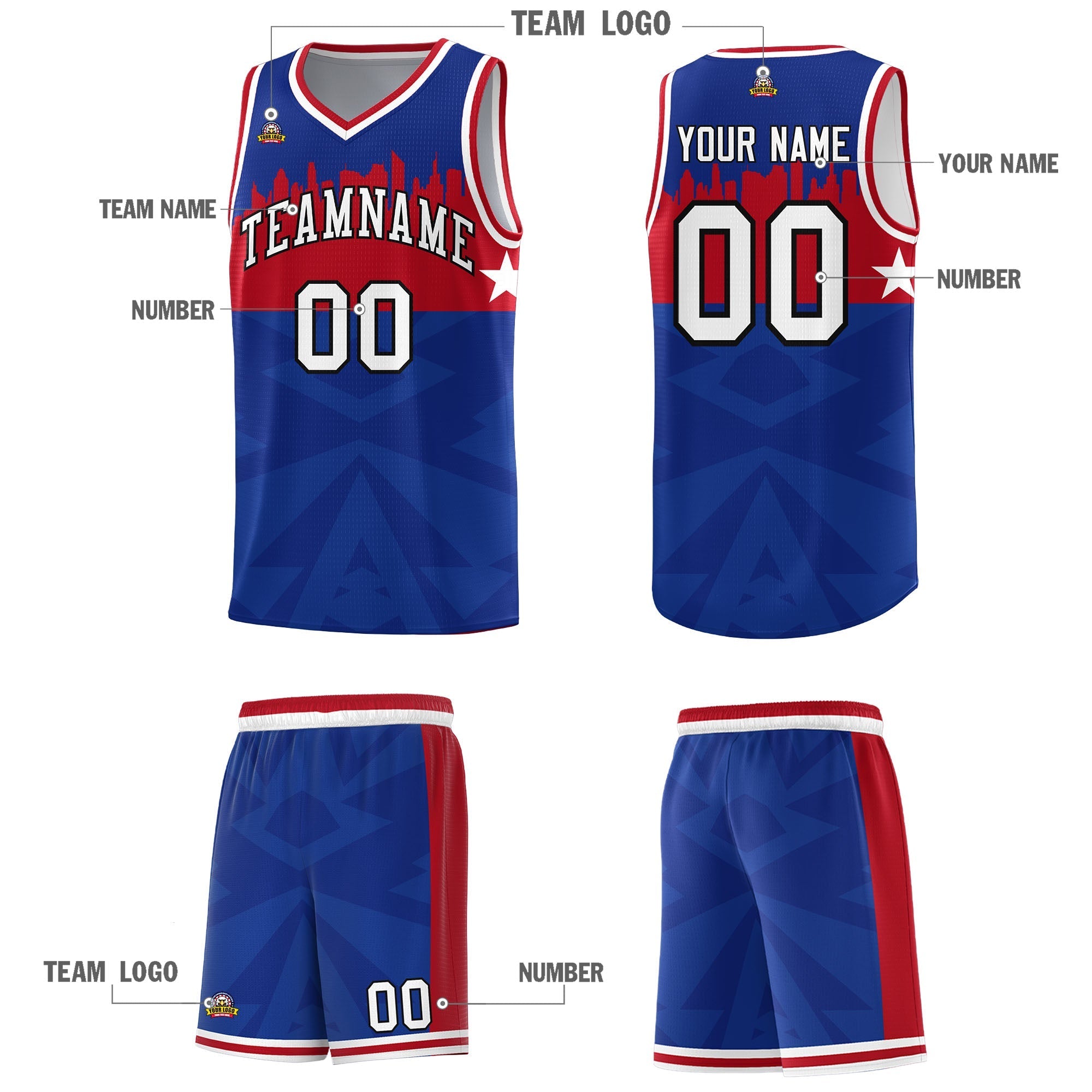 Custom Royal Personalized City Silhouette Pattern Sports Uniform Basketball Jersey|KXKSHOP