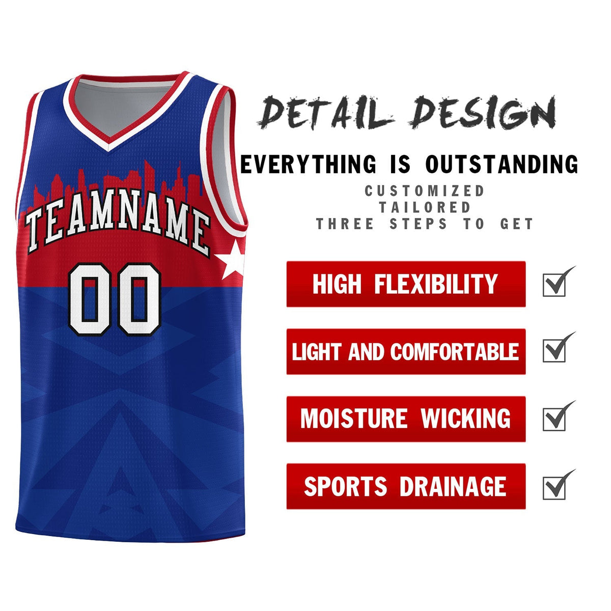 Custom Royal Personalized City Silhouette Pattern Sports Uniform Basketball Jersey|KXKSHOP