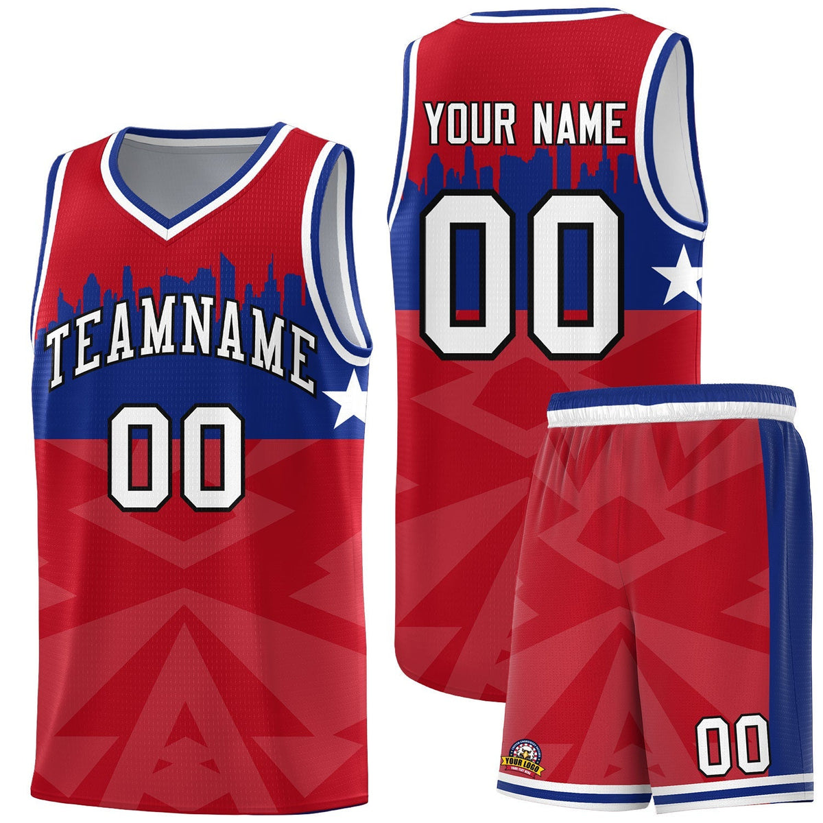 Custom Red Personalized City Silhouette Pattern Sports Uniform Basketball Jersey|KXKSHOP