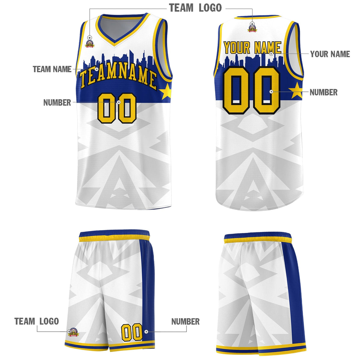 Custom White Personalized City Silhouette Pattern Sports Uniform Basketball Jersey|KXKSHOP