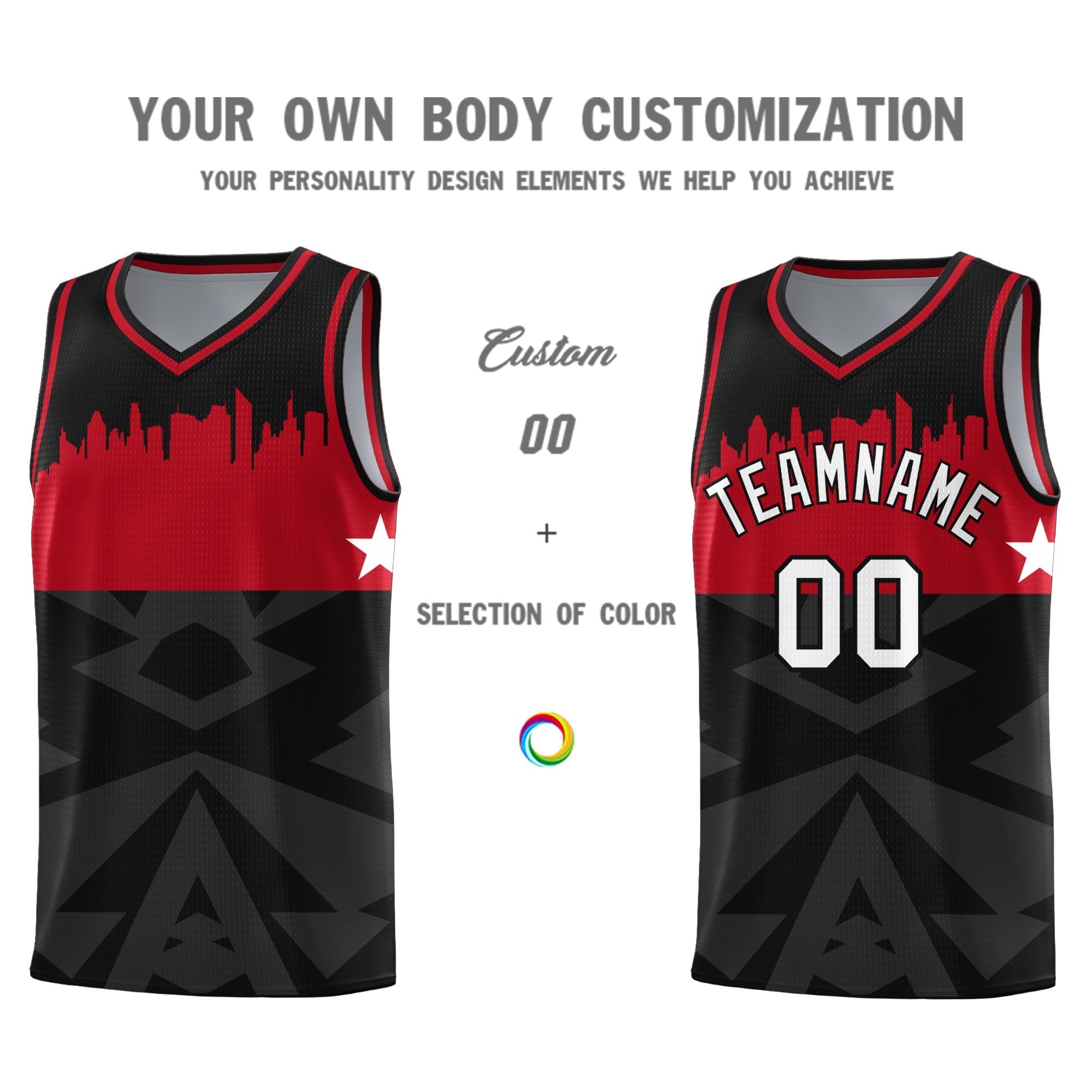 Custom Black Personalized City Silhouette Pattern Sports Uniform Basketball Jersey|KXKSHOP