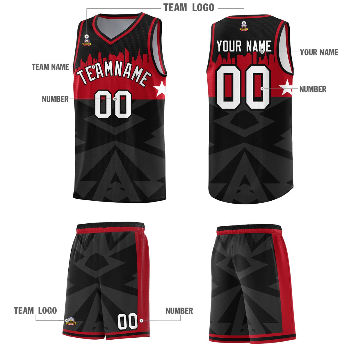 Custom Black Personalized City Silhouette Pattern Sports Uniform Basketball Jersey|KXKSHOP
