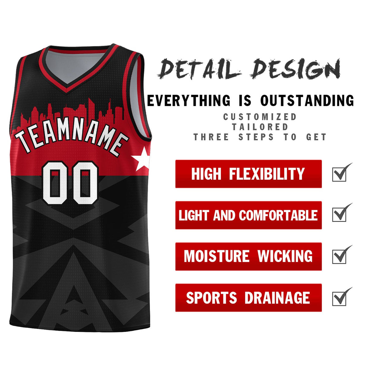 Custom Black Personalized City Silhouette Pattern Sports Uniform Basketball Jersey|KXKSHOP