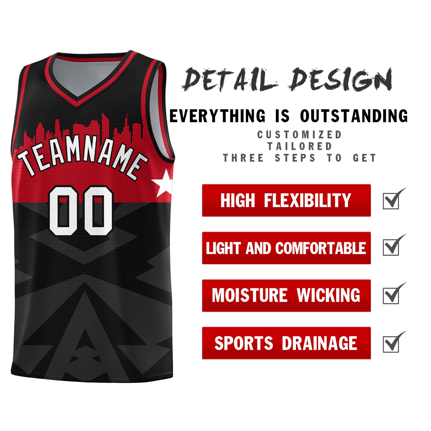 Custom Black Personalized City Silhouette Pattern Sports Uniform Basketball Jersey|KXKSHOP