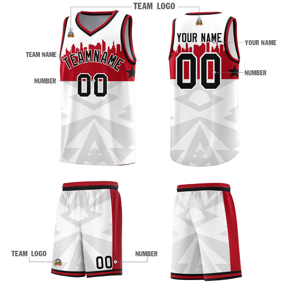 Custom White Personalized City Silhouette Pattern Sports Uniform Basketball Jersey|KXKSHOP