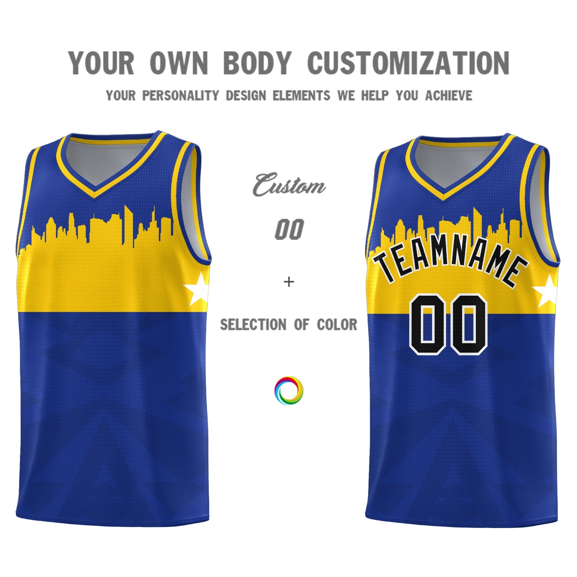 Custom Royal Personalized City Silhouette Pattern Sports Uniform Basketball Jersey|KXKSHOP
