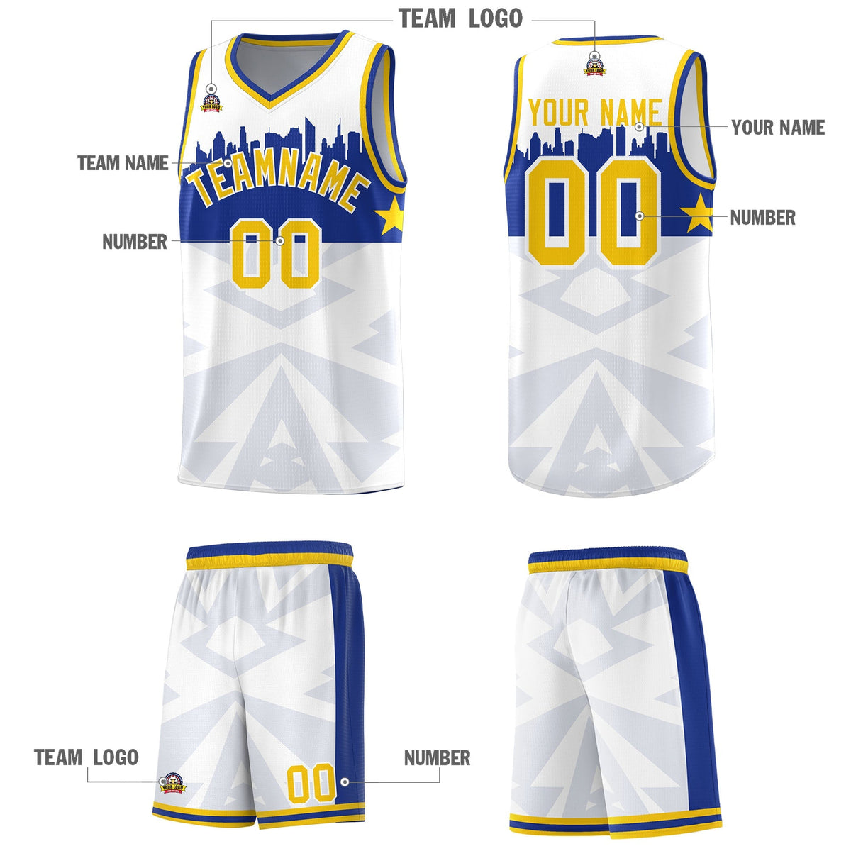 Custom White Personalized City Silhouette Pattern Sports Uniform Basketball Jersey|KXKSHOP
