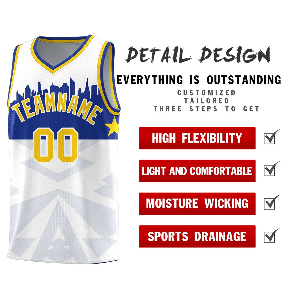 Custom White Personalized City Silhouette Pattern Sports Uniform Basketball Jersey|KXKSHOP