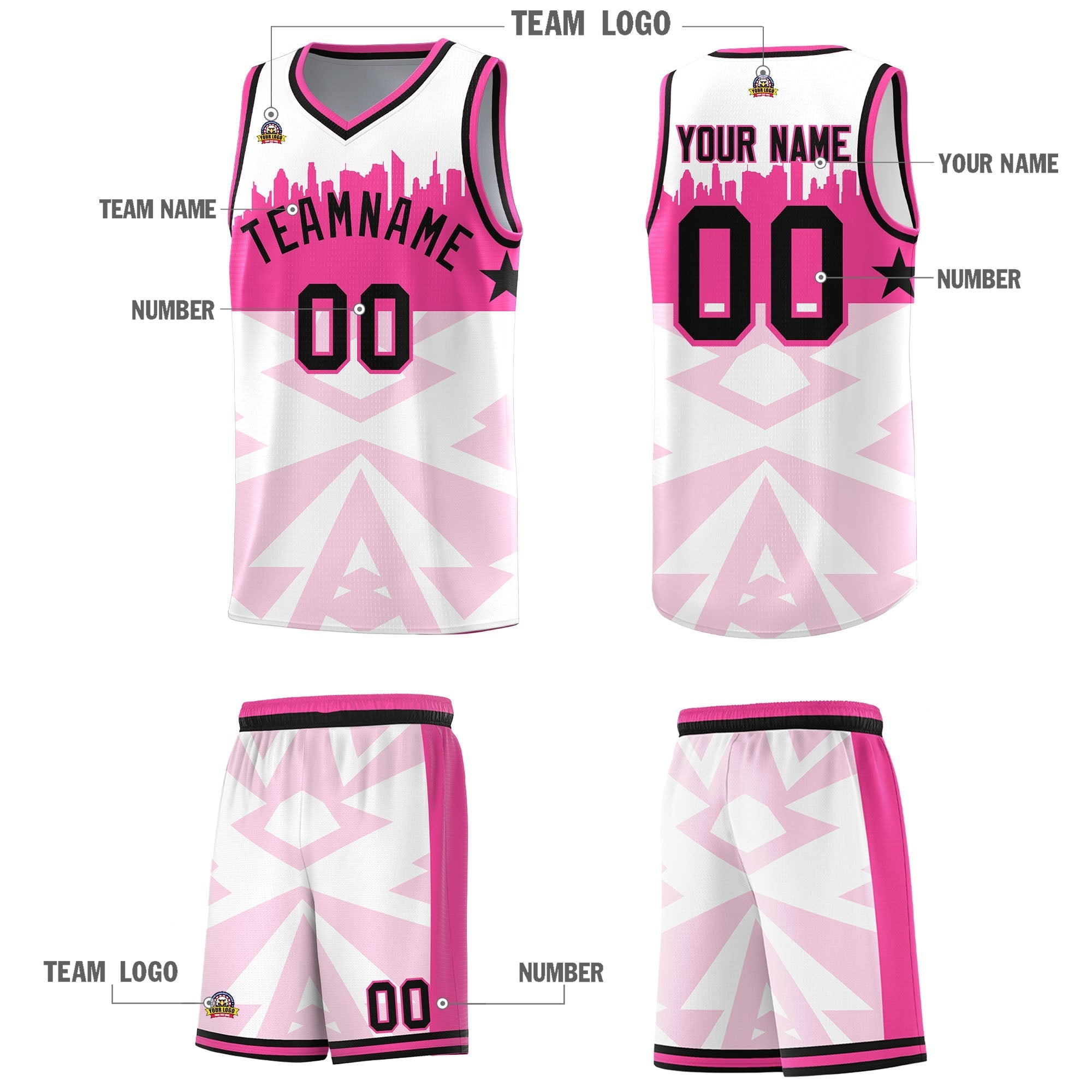 Custom White Personalized City Silhouette Pattern Sports Uniform Basketball Jersey|KXKSHOP