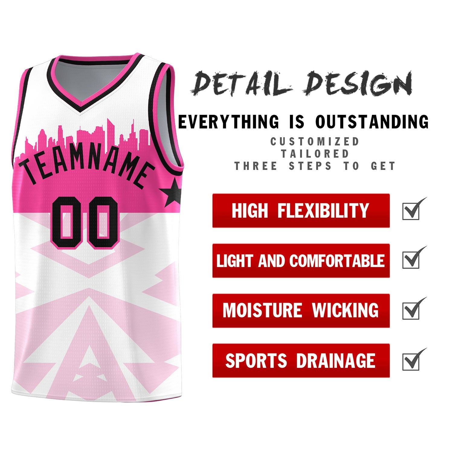 Custom White Personalized City Silhouette Pattern Sports Uniform Basketball Jersey|KXKSHOP