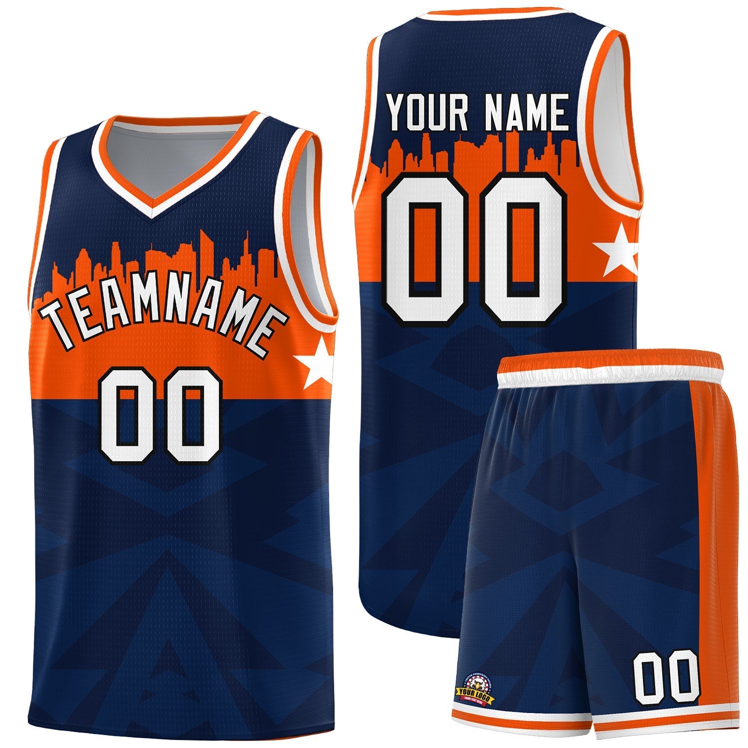 Custom Navy Personalized City Silhouette Pattern Sports Uniform Basketball Jersey|KXKSHOP