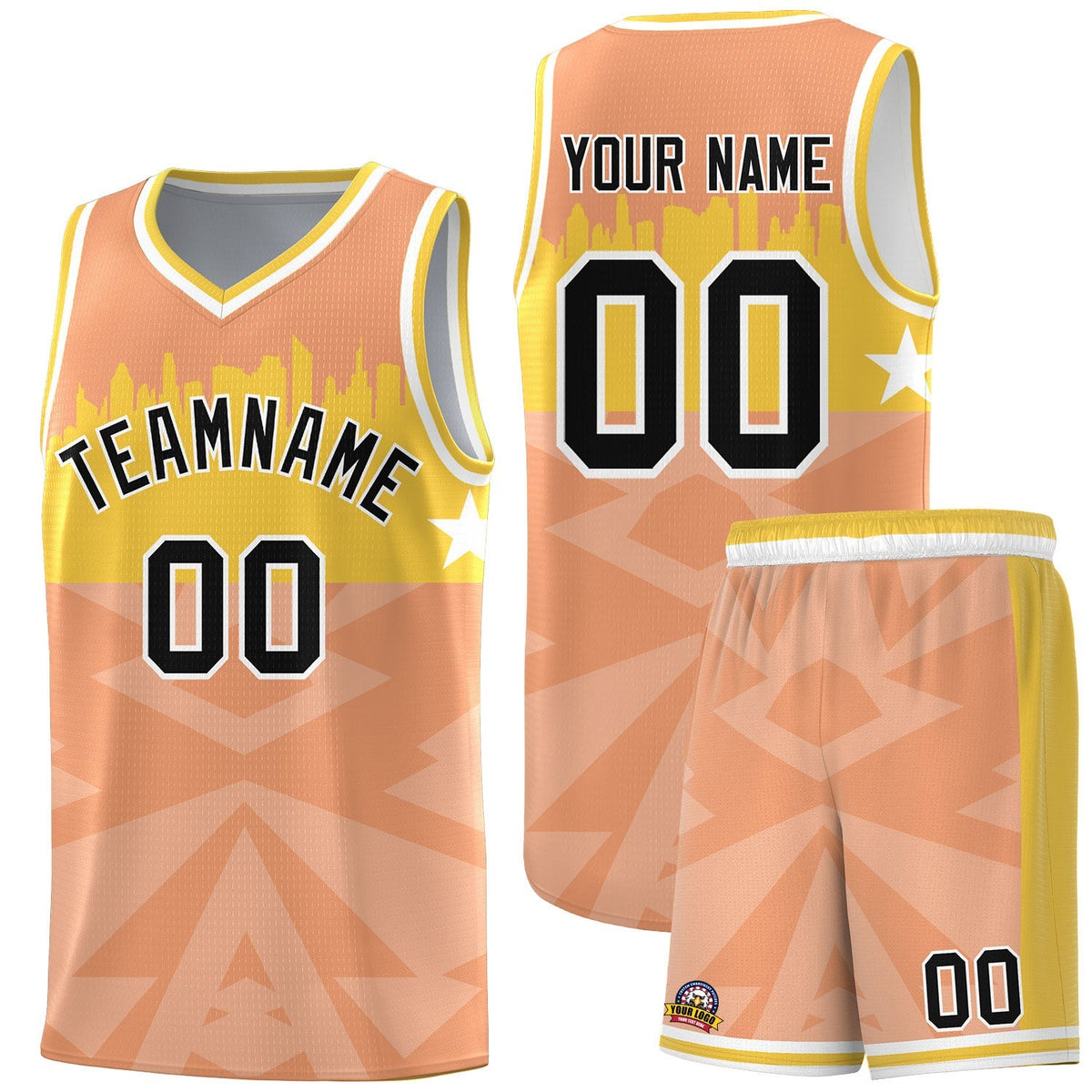 Custom Orange Personalized City Silhouette Pattern Sports Uniform Basketball Jersey|KXKSHOP