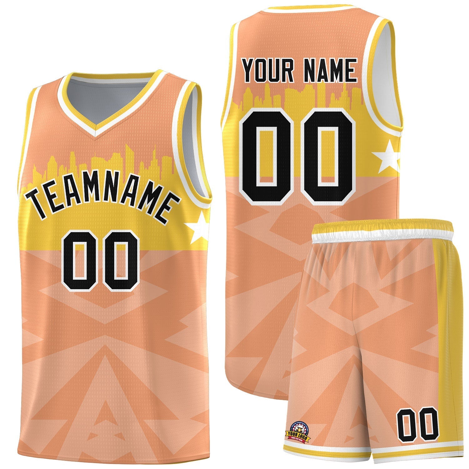 Custom Orange Personalized City Silhouette Pattern Sports Uniform Basketball Jersey|KXKSHOP