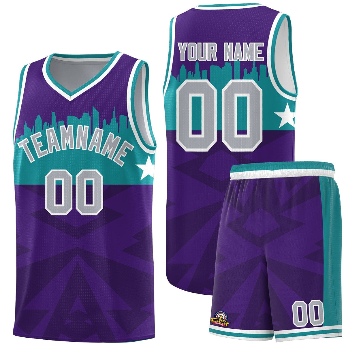 Custom Purple Personalized City Silhouette Pattern Sports Uniform Basketball Jersey|KXKSHOP