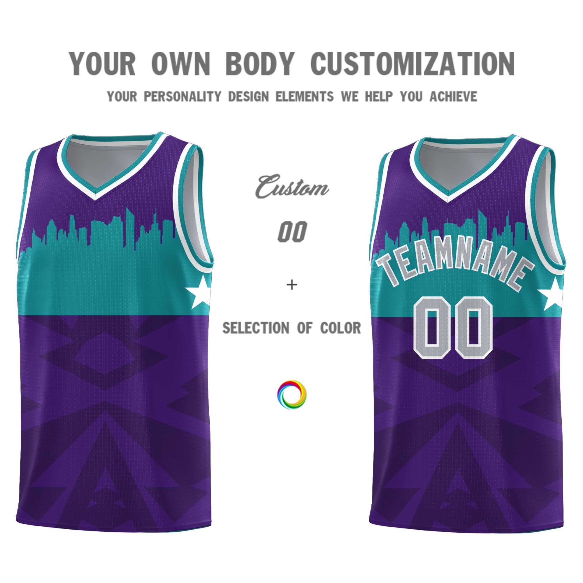 Custom Purple Personalized City Silhouette Pattern Sports Uniform Basketball Jersey|KXKSHOP