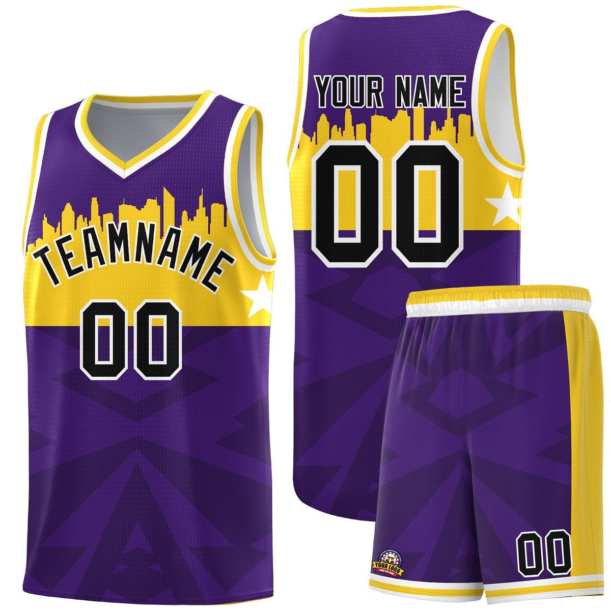 Custom Purple Personalized City Silhouette Pattern Sports Uniform Basketball Jersey|KXKSHOP