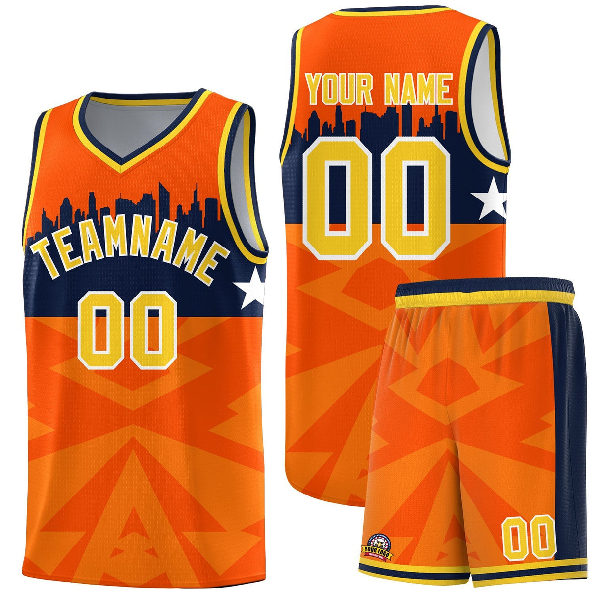 Custom Orange Personalized City Silhouette Pattern Sports Uniform Basketball Jersey|KXKSHOP