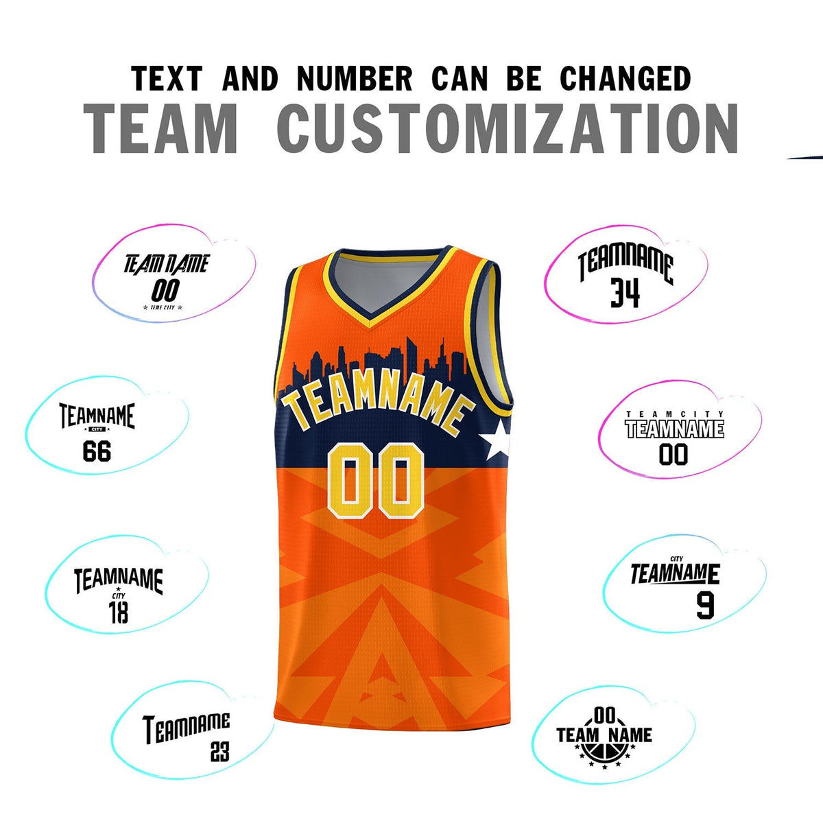Custom Orange Personalized City Silhouette Pattern Sports Uniform Basketball Jersey|KXKSHOP