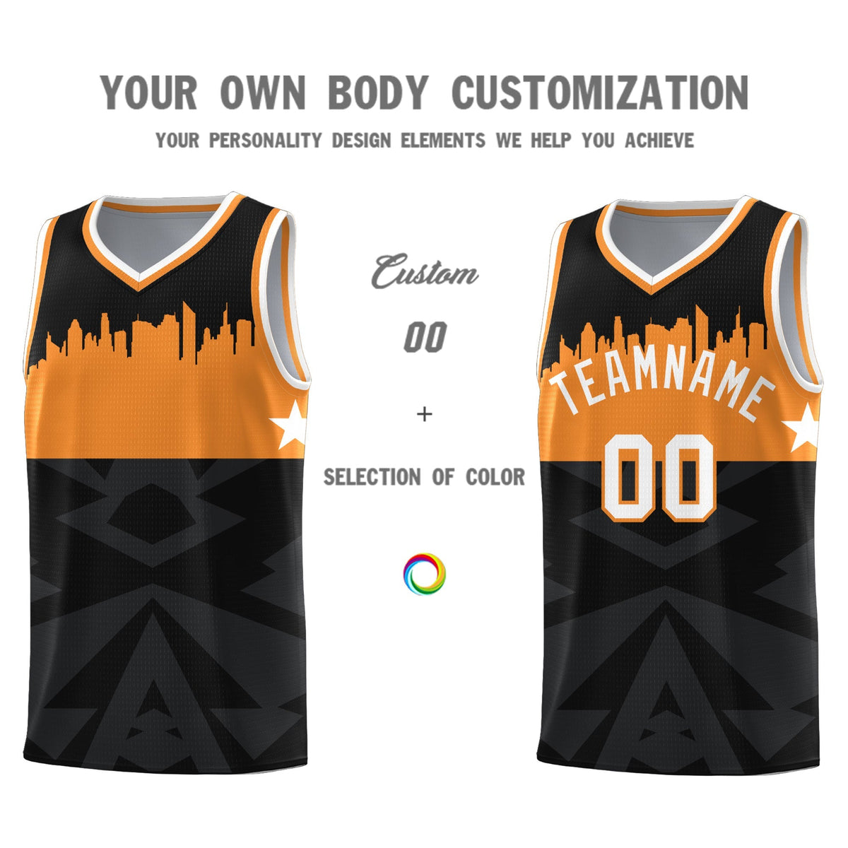 Custom Black Personalized City Silhouette Pattern Sports Uniform Basketball Jersey|KXKSHOP