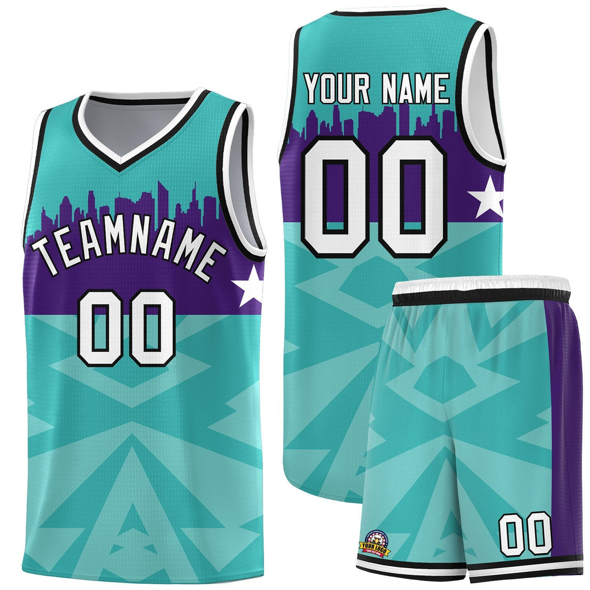 Custom Bright Green Personalized City Silhouette Pattern Sports Uniform Basketball Jersey|KXKSHOP