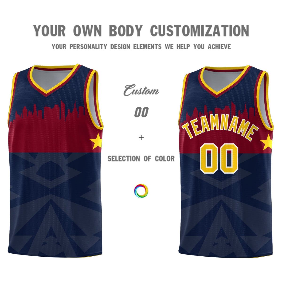 Custom Navy Personalized City Silhouette Pattern Sports Uniform Basketball Jersey|KXKSHOP