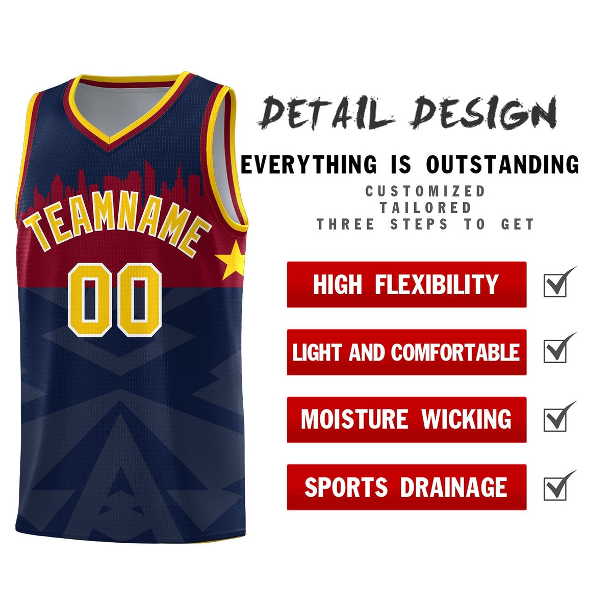 Custom Navy Personalized City Silhouette Pattern Sports Uniform Basketball Jersey|KXKSHOP
