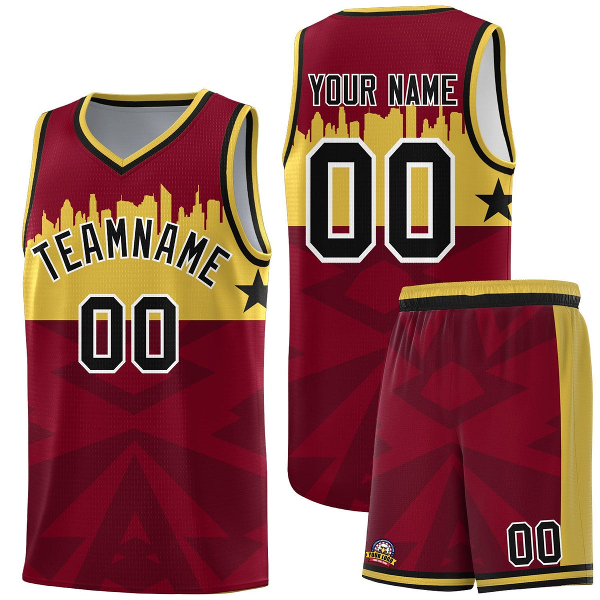 Custom Crimson Personalized City Silhouette Pattern Sports Uniform Basketball Jersey|KXKSHOP