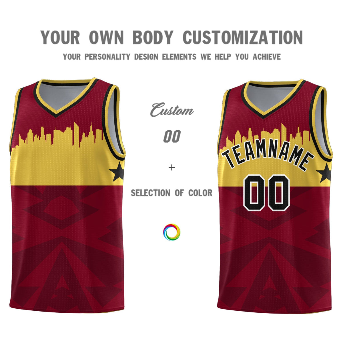 Custom Crimson Personalized City Silhouette Pattern Sports Uniform Basketball Jersey|KXKSHOP