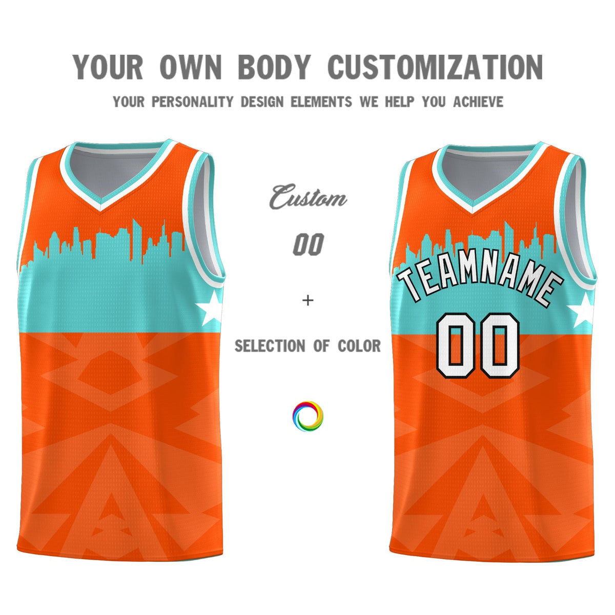 Custom Orange Personalized City Silhouette Pattern Sports Uniform Basketball Jersey|KXKSHOP