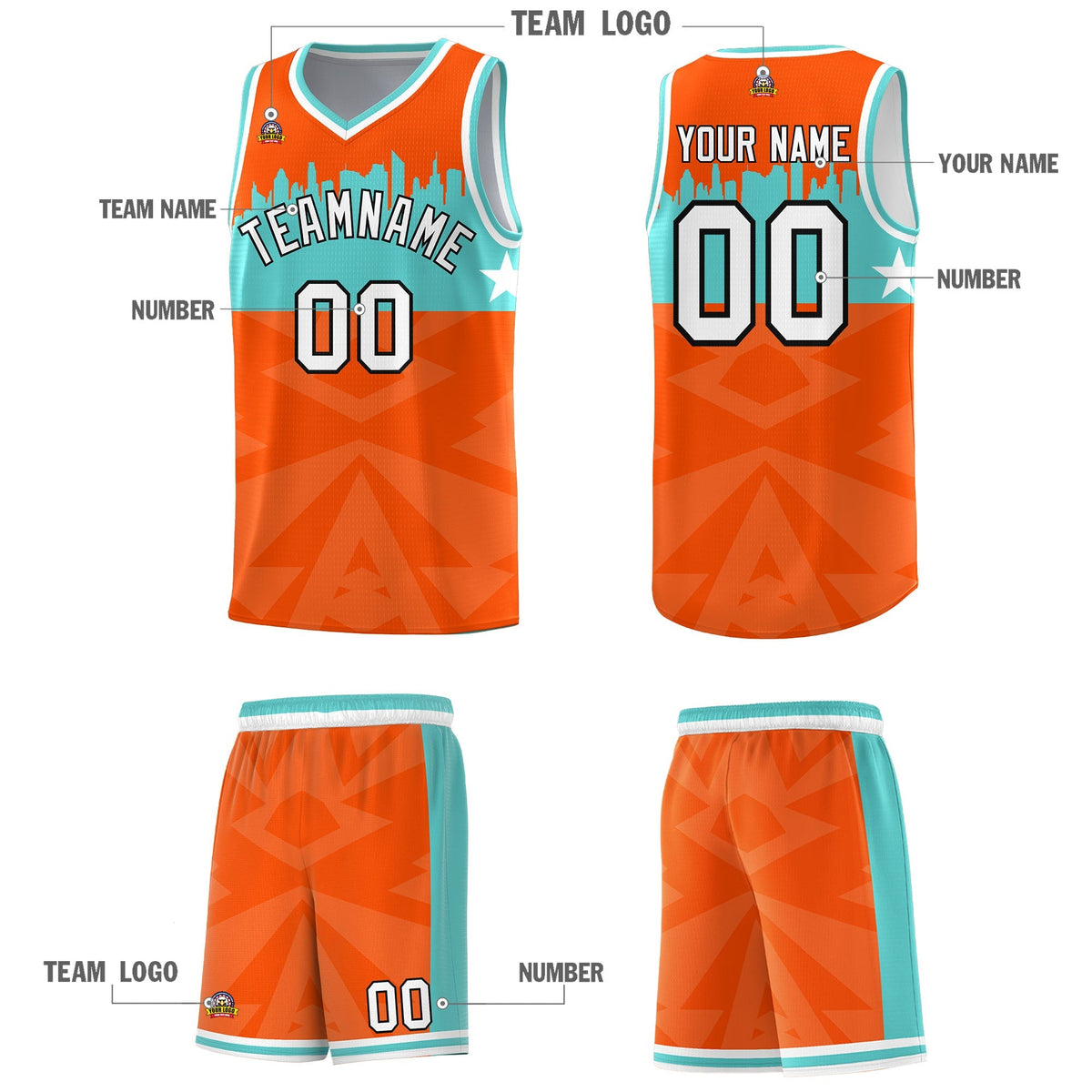 Custom Orange Personalized City Silhouette Pattern Sports Uniform Basketball Jersey|KXKSHOP