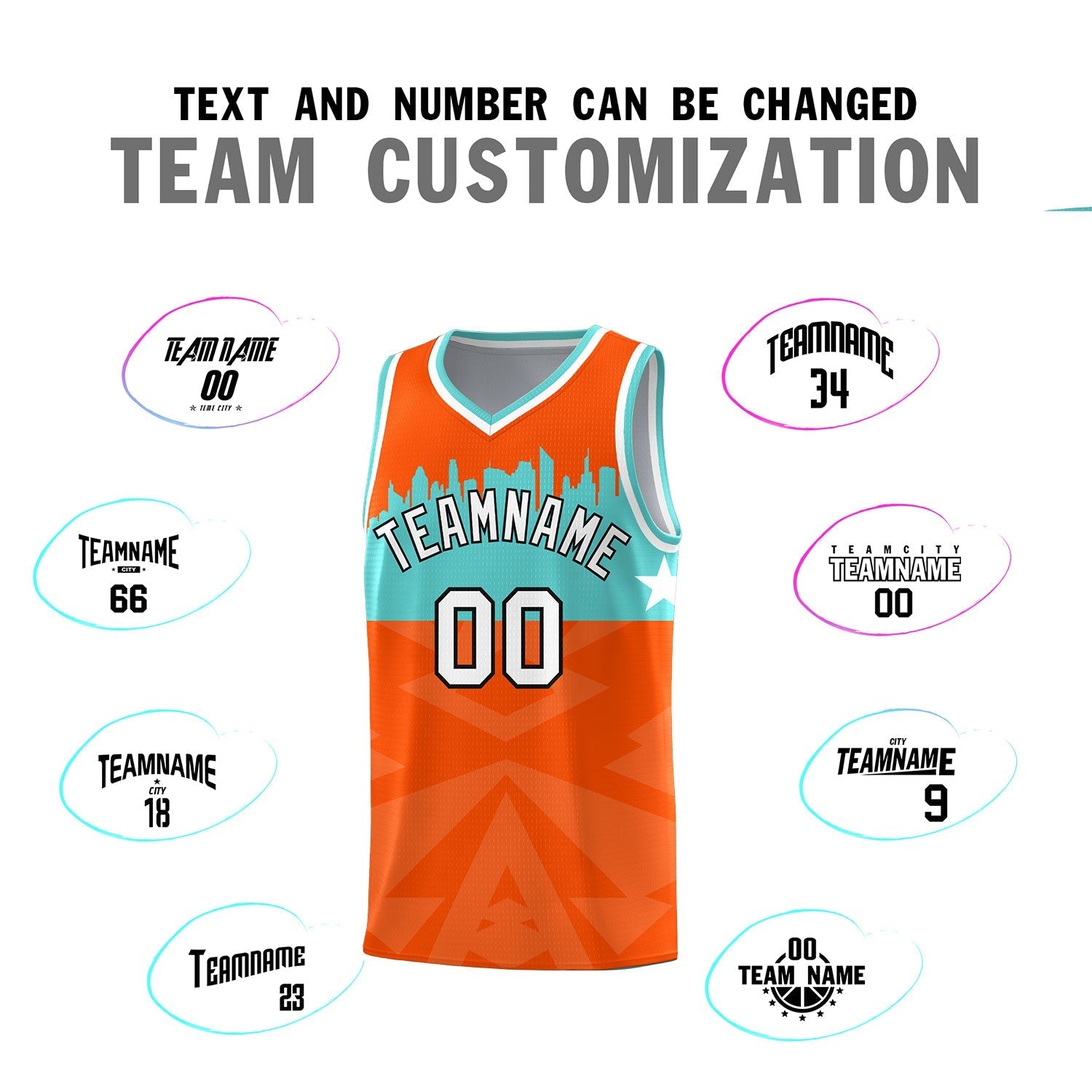Custom Orange Personalized City Silhouette Pattern Sports Uniform Basketball Jersey|KXKSHOP