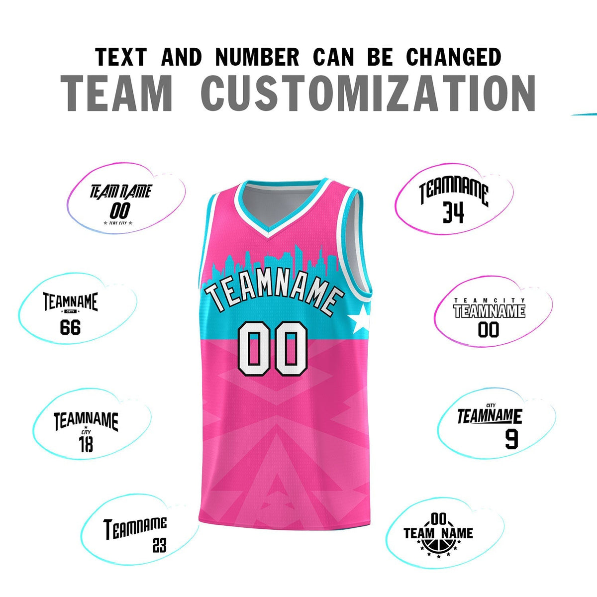 Custom Pink Personalized City Silhouette Pattern Sports Uniform Basketball Jersey|KXKSHOP