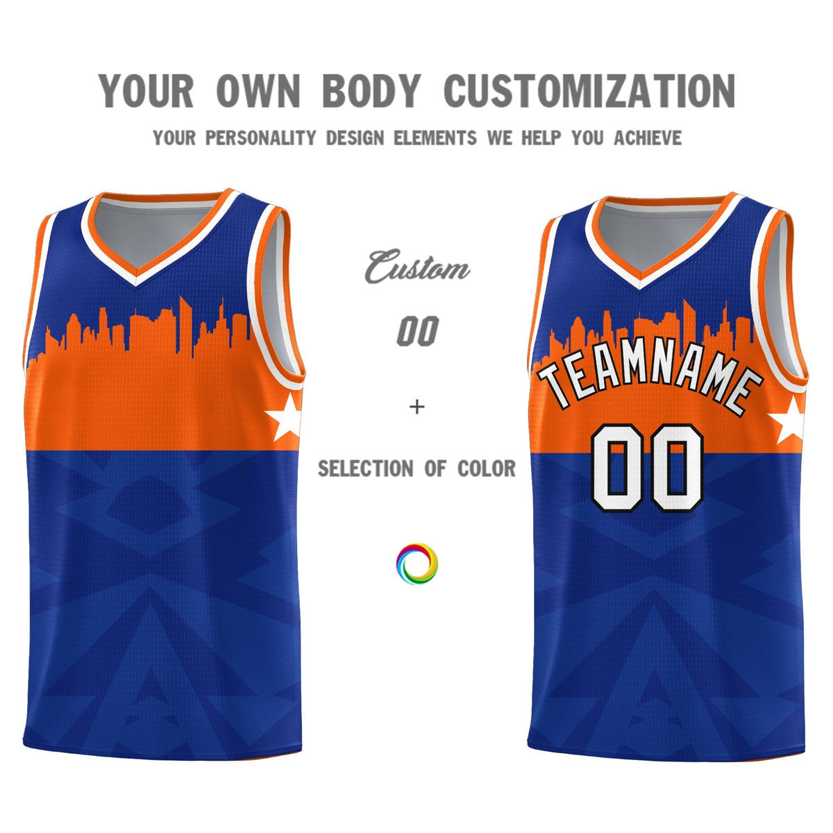 Custom Royal Personalized City Silhouette Pattern Sports Uniform Basketball Jersey|KXKSHOP