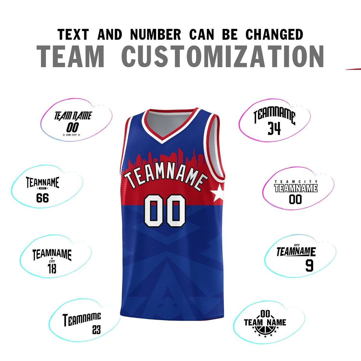 Custom Royal Personalized City Silhouette Pattern Sports Uniform Basketball Jersey|KXKSHOP