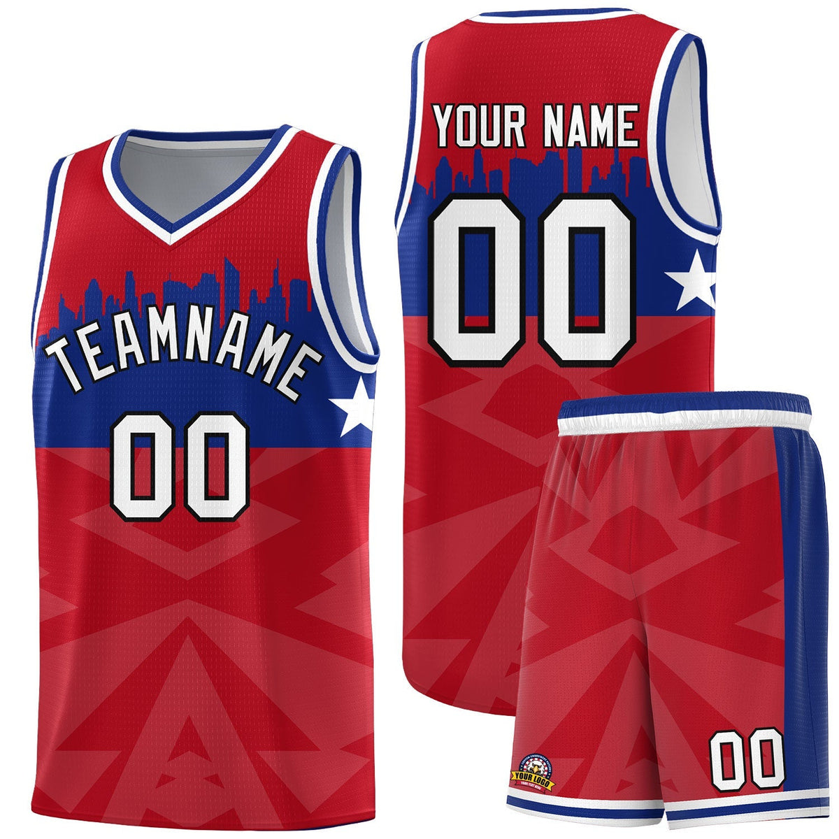 Custom Red Personalized City Silhouette Pattern Sports Uniform Basketball Jersey|KXKSHOP
