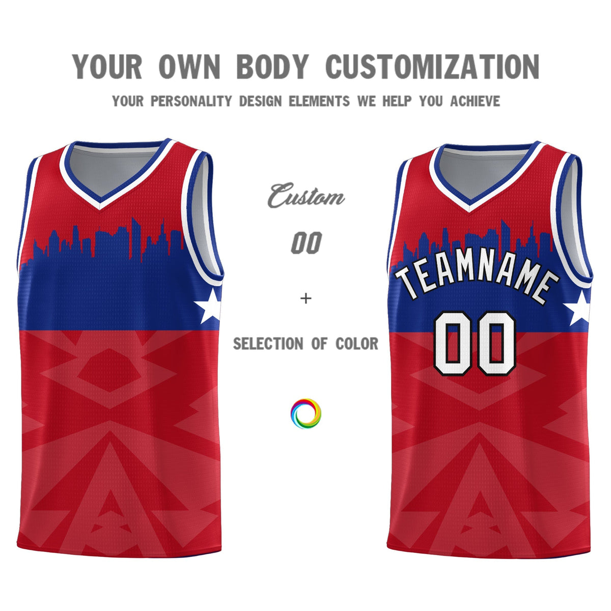 Custom Red Personalized City Silhouette Pattern Sports Uniform Basketball Jersey|KXKSHOP