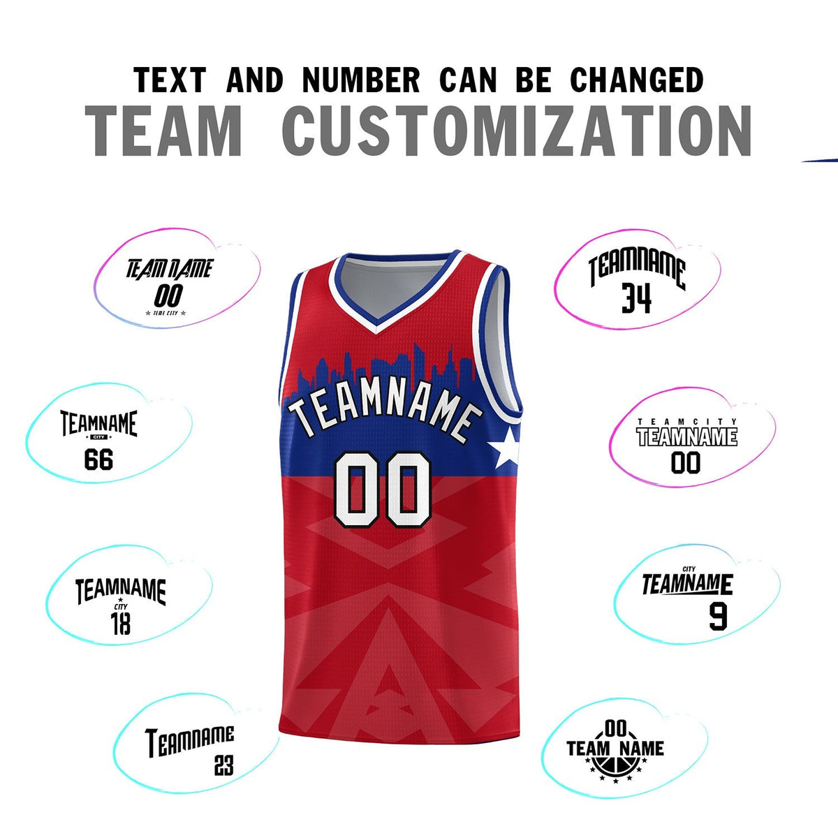 Custom Red Personalized City Silhouette Pattern Sports Uniform Basketball Jersey|KXKSHOP