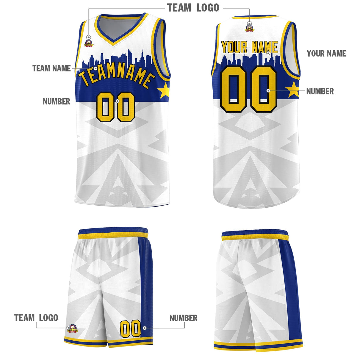 Custom White Personalized City Silhouette Pattern Sports Uniform Basketball Jersey|KXKSHOP