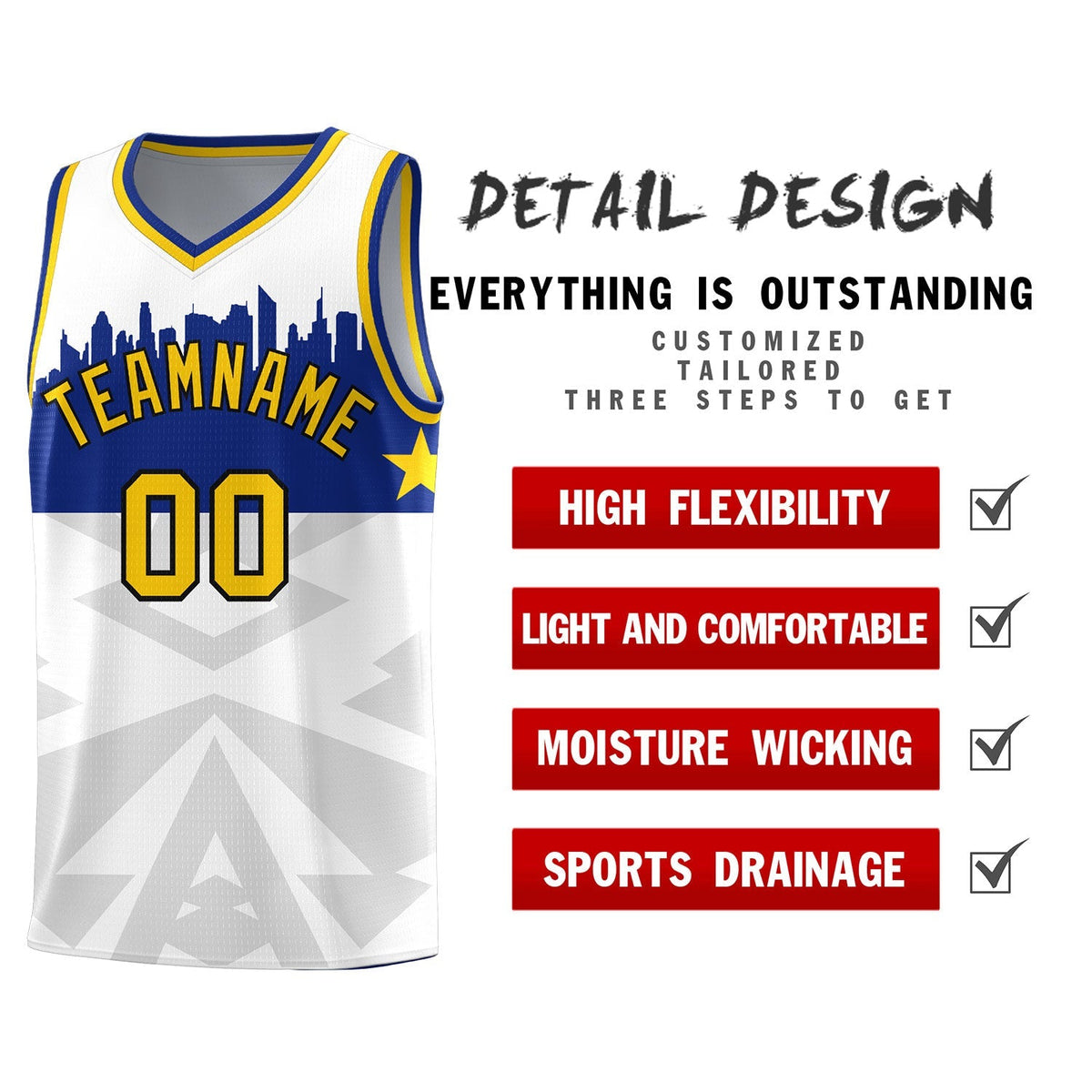 Custom White Personalized City Silhouette Pattern Sports Uniform Basketball Jersey|KXKSHOP