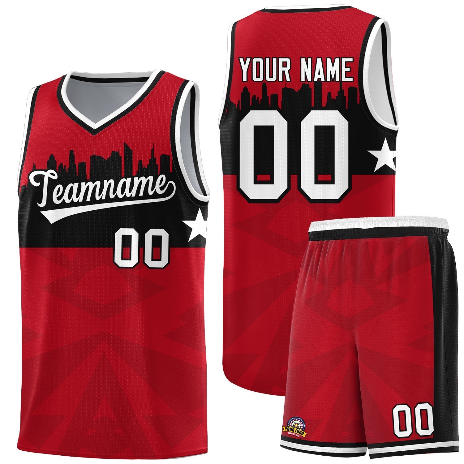 Custom Red Personalized City Silhouette Pattern Sports Uniform Basketball Jersey|KXKSHOP