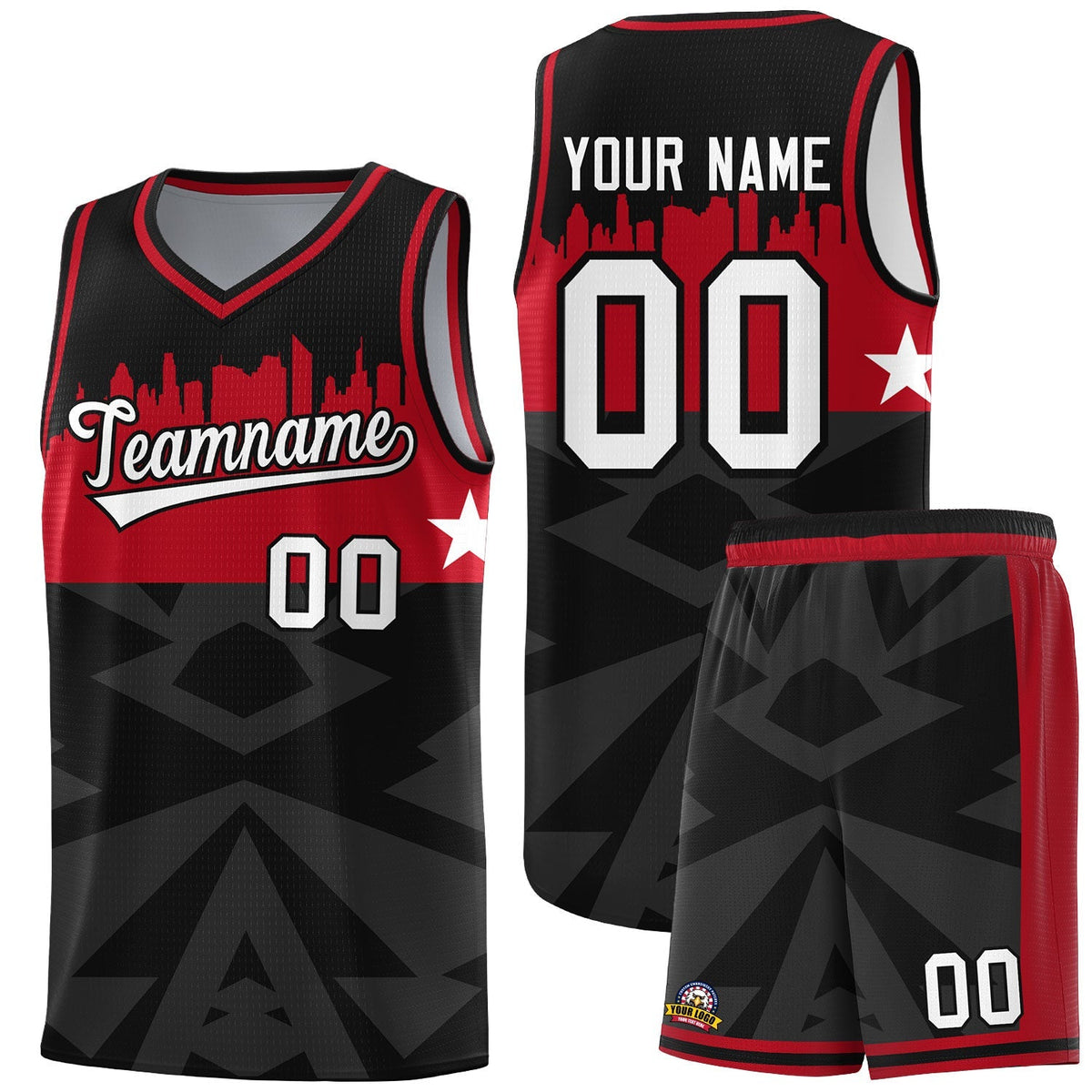 Custom Black Personalized City Silhouette Pattern Sports Uniform Basketball Jersey|KXKSHOP