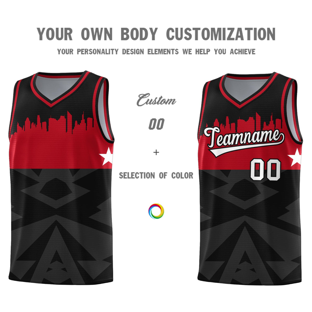 Custom Black Personalized City Silhouette Pattern Sports Uniform Basketball Jersey|KXKSHOP