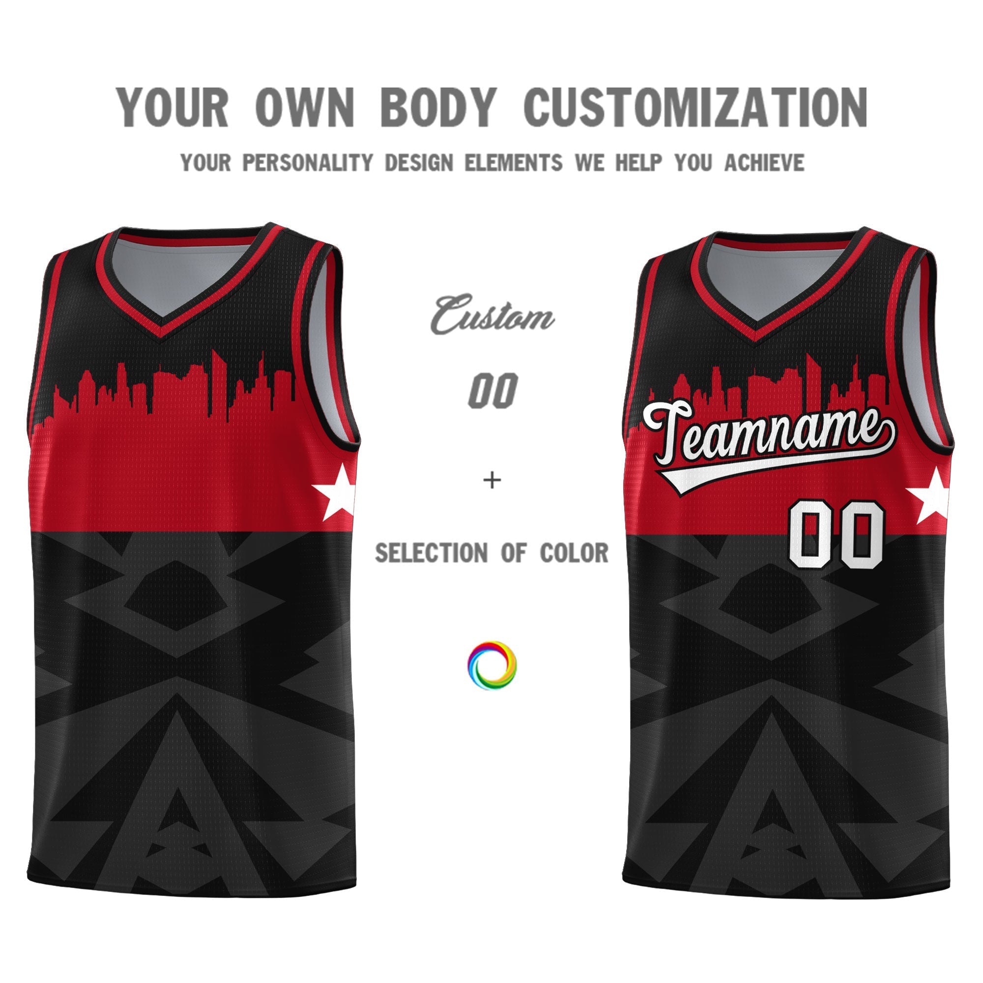Custom Black Personalized City Silhouette Pattern Sports Uniform Basketball Jersey|KXKSHOP