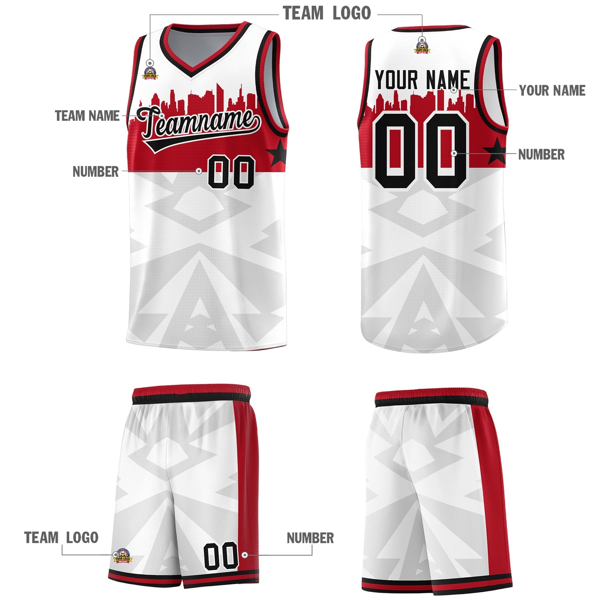 Custom White Personalized City Silhouette Pattern Sports Uniform Basketball Jersey|KXKSHOP